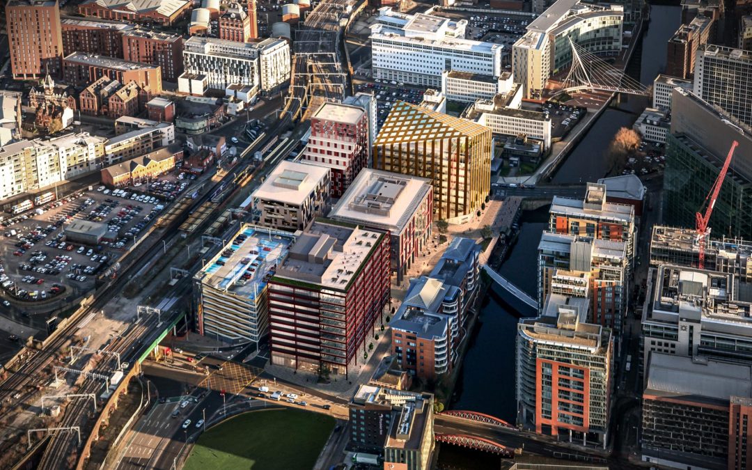 Aerial view of New Bailey Development Salford Central